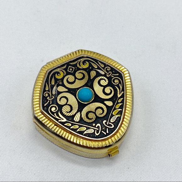 Vintage Gold Southwest Hinged Trinket Pill Box